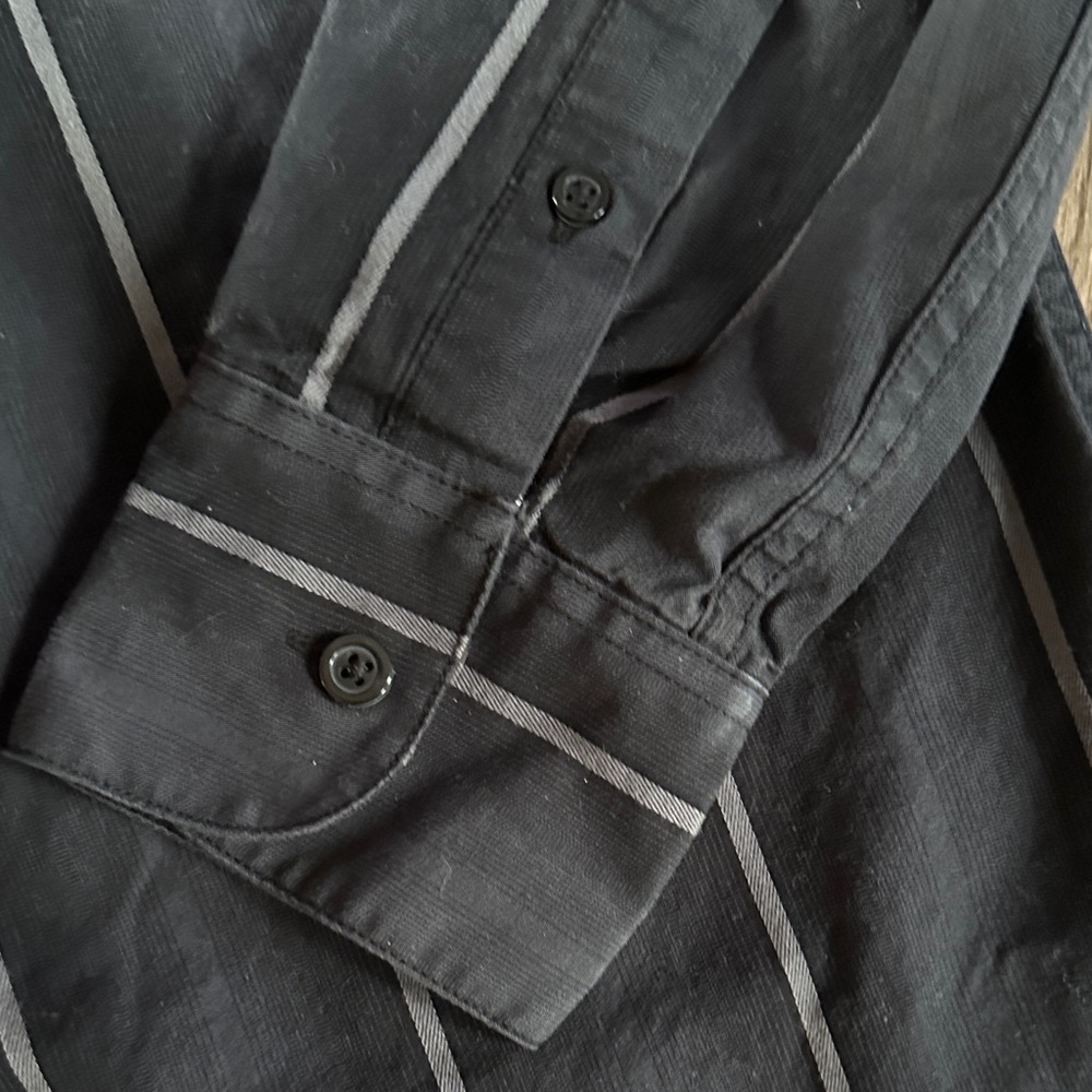 Axcess Men's Dark Charcoal Striped Dress Shirt - Picture 3 of 3